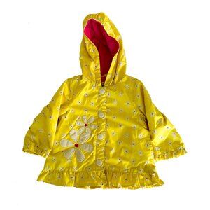 Osh Kosh B'gosh Infant Girls Yellow Rain Coat Flowers & Ruffle Size 12M